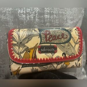 Sakroots Peaceful Cream and Red Wallet